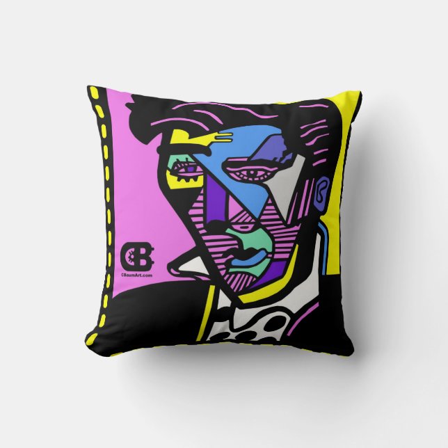 Abstract Face CBaum Products Throw Pillow (Front)