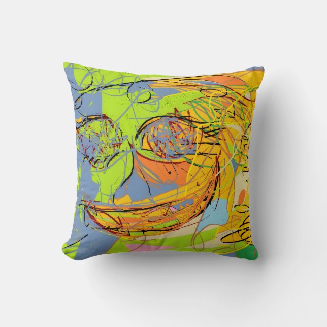 abstract face cheerful throw pillow (Front)