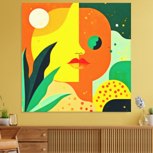 Abstract Face Color Block Art Canvas Print