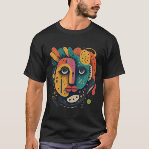 Abstract Face Colorful Artsy Fun Whimsical Modern  T_Shirt
