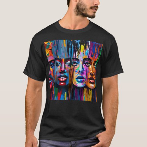 Abstract Face Colorful Artsy Fun Whimsical Modern T_Shirt