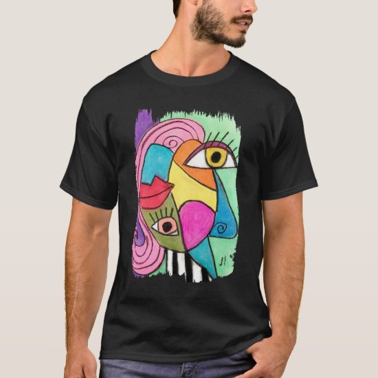 Abstract Face Colorful Artsy Fun Whimsical Modern T-Shirt