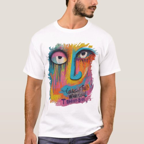 Abstract Face Colorful Artsy Fun Whimsical Modern  T_Shirt