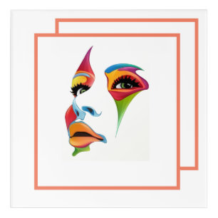 Abstract Face Colorful cool women arylic art