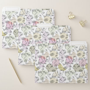 Abstract Face Finger Doodle Line Art File Folder