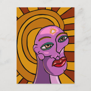 Abstract Face, Follow Your Dreams, Digital Art Postcard
