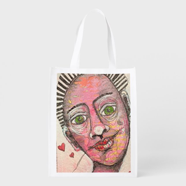 Abstract face grocery bag (Back)