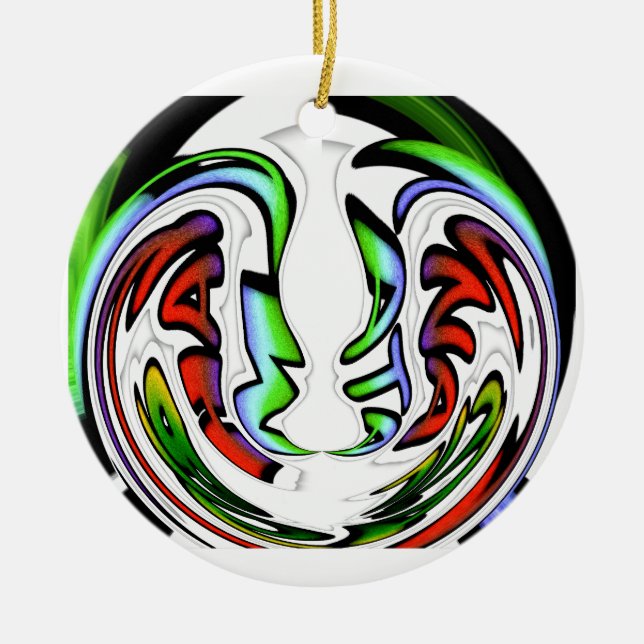 Abstract Face Hakuna Matata Art Print Ceramic Ornament (Front)