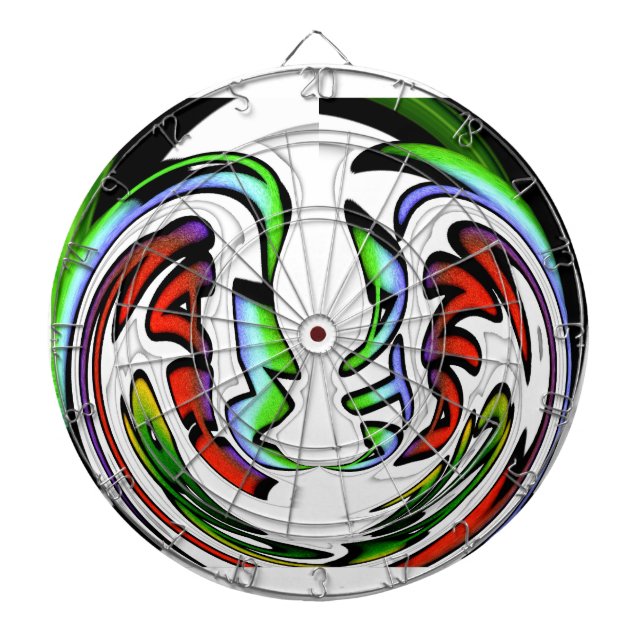 Abstract Face Hakuna Matata Art Print Dartboard With Darts (Front)