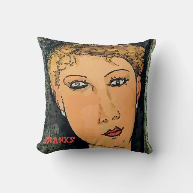 Abstract Face In Blue Throw Pillow (Front)