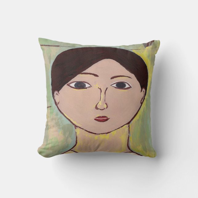 Abstract Face In Blue Throw Pillow (Front)