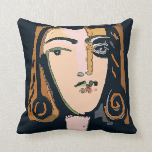 Abstract Face In Brown Throw Pillow