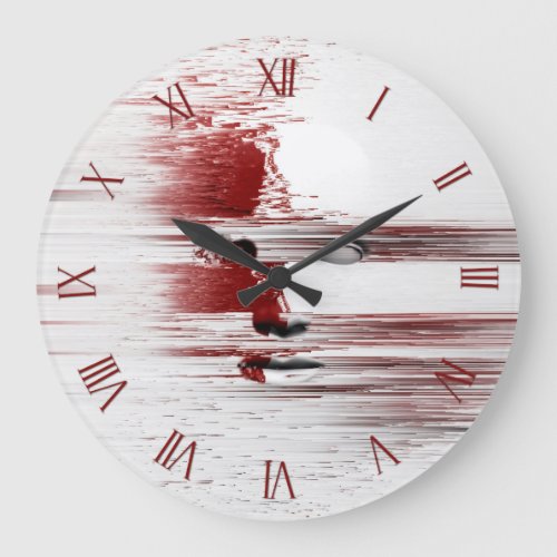 Abstract face in red large clock