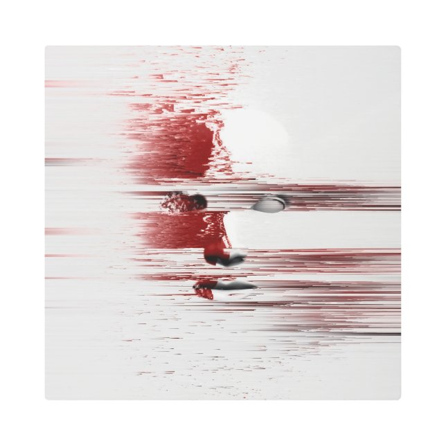 Abstract face in red metal print (Front)