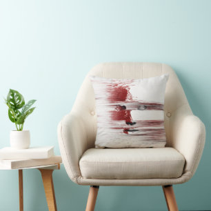 Abstract face in red throw pillow