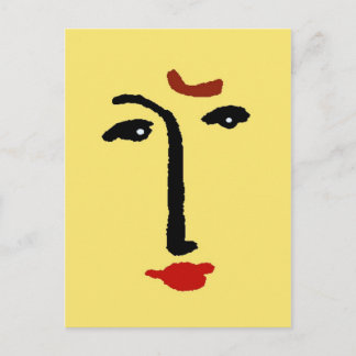 Abstract Face In Yellow Postcard