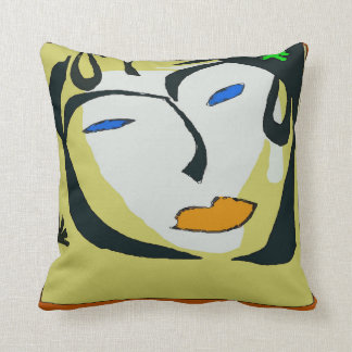 Abstract Face In Yellow Throw Pillow