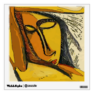 Abstract Face In Yellow Wall Decal