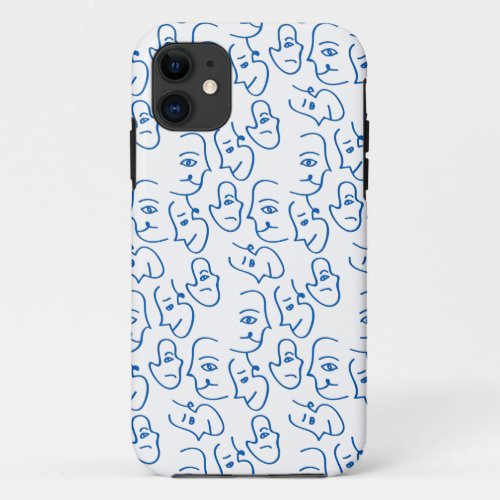 Abstract Face Line Art Pattern iPhone 11 Case