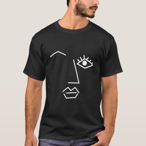 Abstract Face Line Drawing T_Shirt