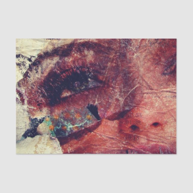 Abstract Face Mixed Media collage decoupage Tissue Paper (Front)