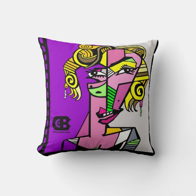 Abstract Face of Female Throw Pillow (Front)