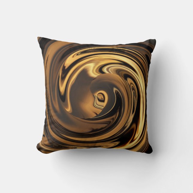 Abstract Face of Innocence in Gold Throw Pillow (Front)