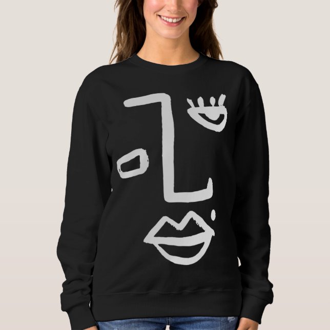 Abstract Face One Line Women Men Kids Boys Girls T Sweatshirt (Front)