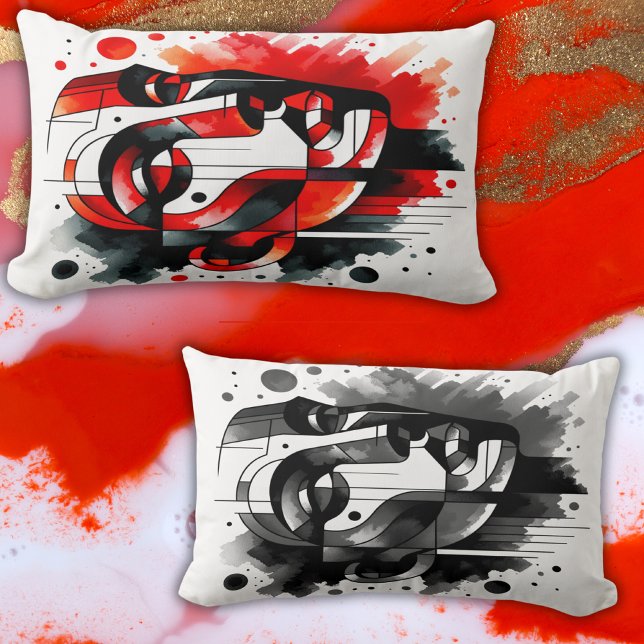 Abstract Face Red, Black & White |  Lumbar Pillow (Creator Uploaded)