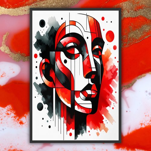 Abstract Face Red  Gallery quality Giclee prints