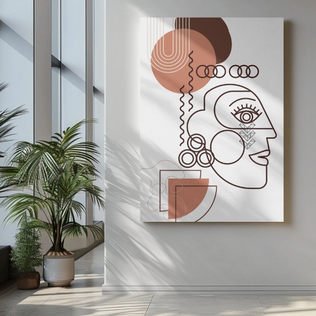 Abstract face side art with pink brown shapes canvas print (Creator Uploaded)