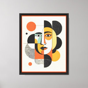 Abstract Face Wall Art – Modern Geometric Cubist