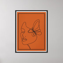 Abstract Face with Butterfly Line Art Print – Mini