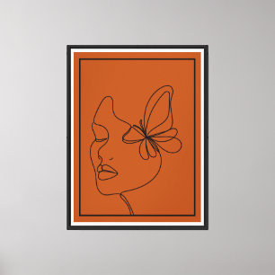 Abstract Face with Butterfly Line Art Print – Mini