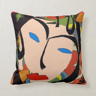 Abstract Face With Flowers Throw Pillow