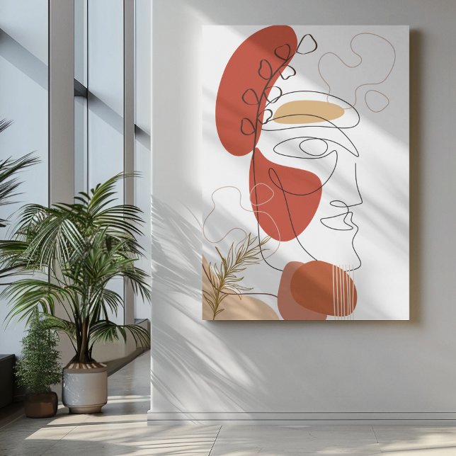 Abstract face with red and orange Bob leafs Canvas Print (Creator Uploaded)