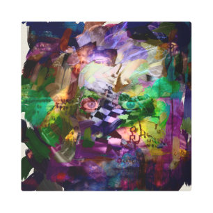 Abstract face with symbols metal print