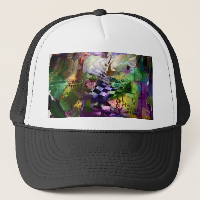 Abstract face with symbols trucker hat (Front)