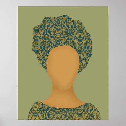 Abstract Faceless African Queen Wearing A Turban Poster