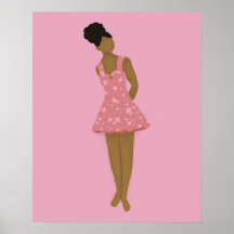 Abstract Faceless Pretty Girl with Afro Puff 