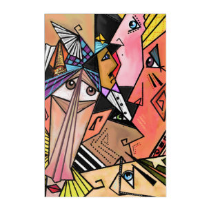 Abstract Faces Cubism Portrait Acrylic Print