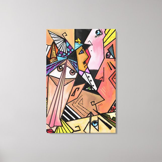 Abstract Faces Cubism Portrait Canvas Print (Front)