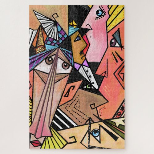 Abstract Faces Cubism Portrait Painting Puzzle