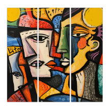 abstract faces, cubist art, modern expressionism,
