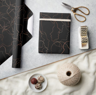 Abstract Faces Line Art Wrapping Paper