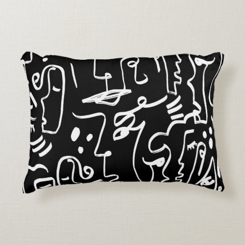 Abstract Faces Masks Geometric Pattern Accent Pillow