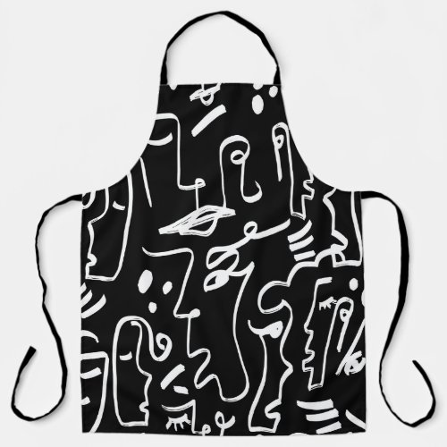 Abstract Faces Masks Geometric Pattern Apron