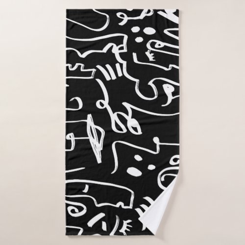 Abstract Faces Masks Geometric Pattern Bath Towel