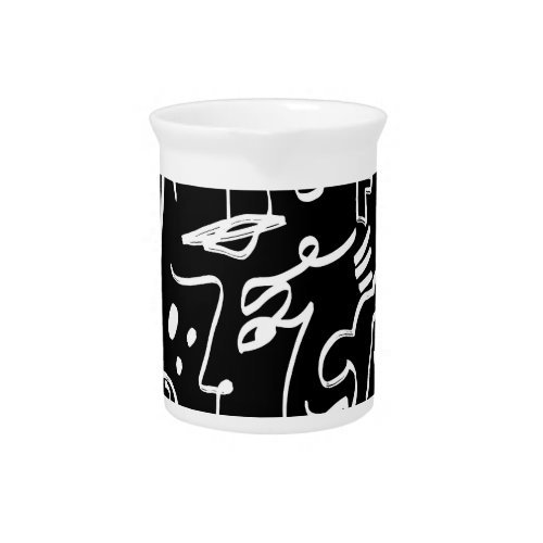 Abstract Faces Masks Geometric Pattern Beverage Pitcher