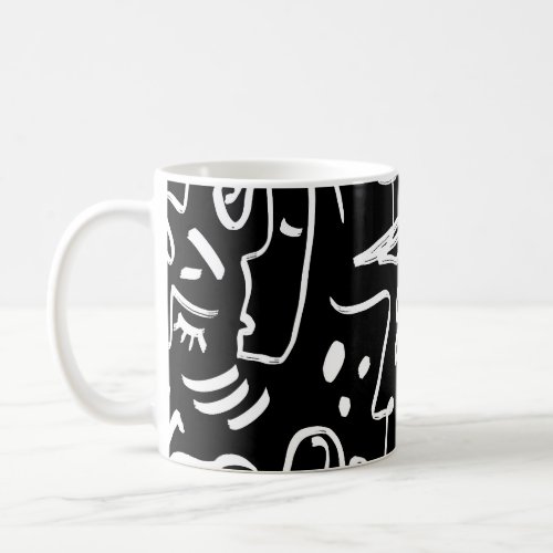 Abstract Faces Masks Geometric Pattern Coffee Mug